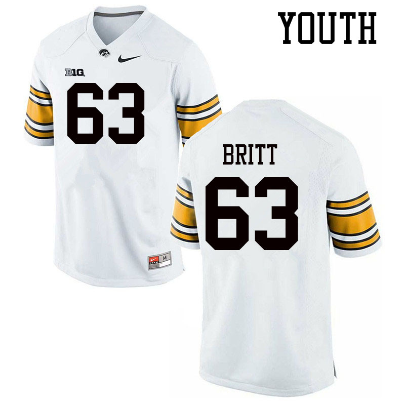 Youth #63 Justin Britt Iowa Hawkeyes College Football Jerseys Sale-White - Click Image to Close